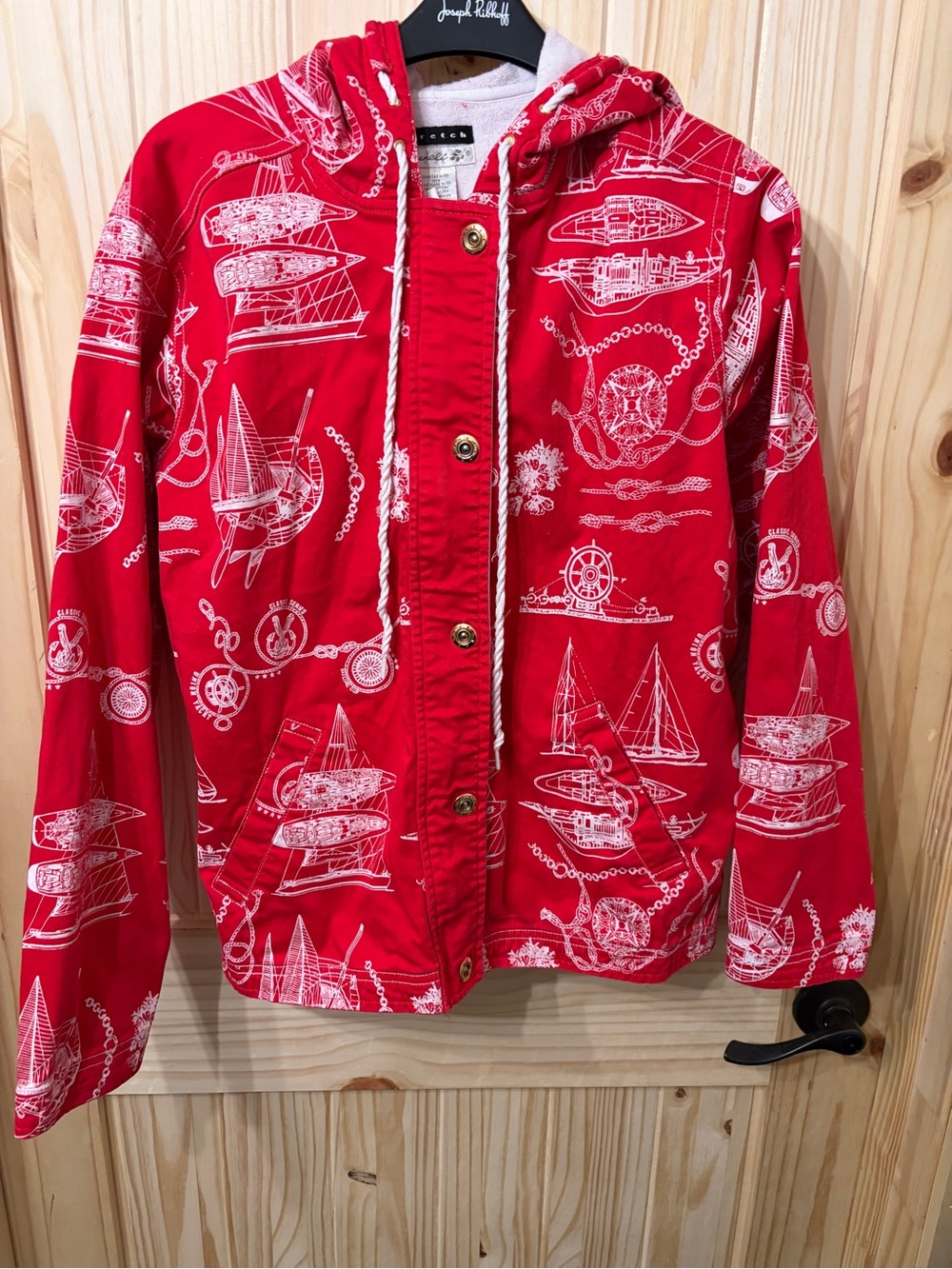 Vintage Mureli Novelty Jacket Nautical Sailing Nantucket Americana Boating med